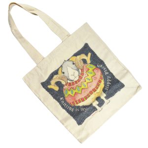 Knitting is my happy place Cotton Canvas Bag
