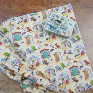 Cotton Fabric – Beach Huts & Deckchairs