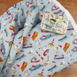 Cotton Fabric – Boats & Lighthouses